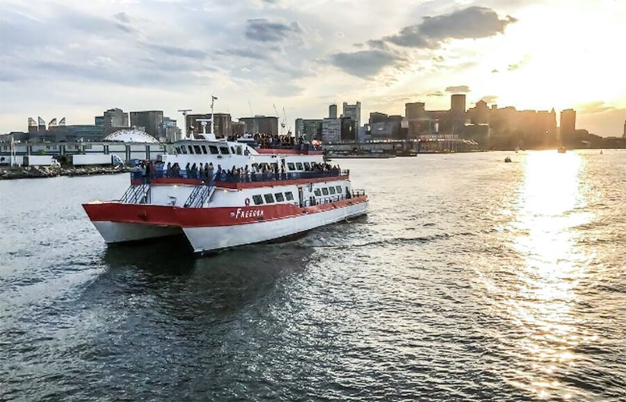 Boston: Boston Harbor Sunset Cruise - Outdoor decks, indoor seating, and the weather question