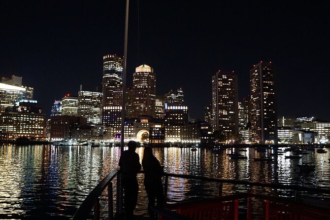 Boston Harbor Night Cruise - Bunker Hill Monument and USS Constitution from the water