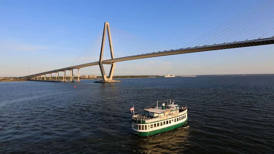 Charleston: Daytime or Sunset Historic Harbor Cruise - The Ravenel Bridge and the wide harbor view