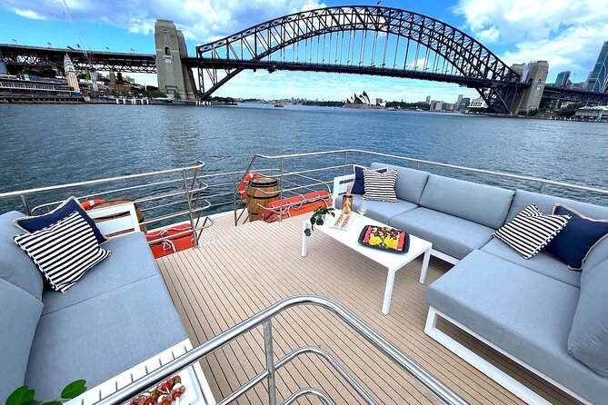 Golden Glow Sunset Sydney Harbour Cruise - A small catamaran with room to look around