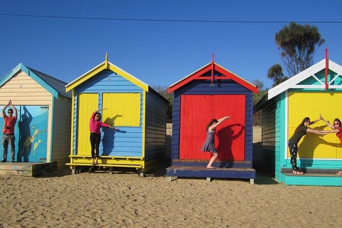 Mornington Peninsula Sightseeing and Bay Cruise - Bathing boxes along the peninsula coast