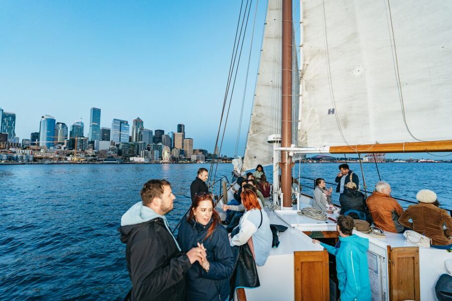 Seattle: Tall Sailboat Sunset Harbor Cruise - Setting sail from Pier 66